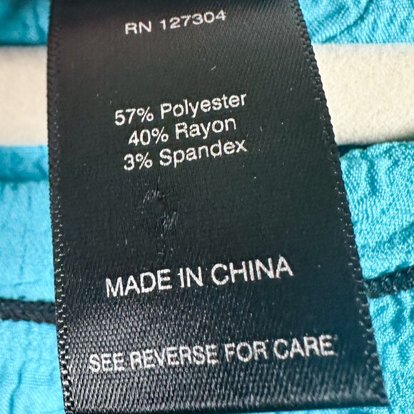 Ali Miles Plus 1X Turquoise Contrast Stitch Tunic Top 3/4 Sleeve Wrinkle Free - Picture 6 of 9